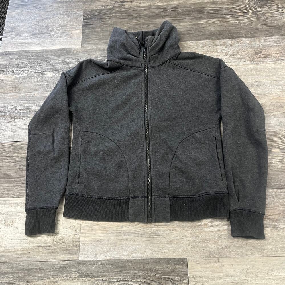 Lululemon Hug it Out Dark Gray Womens 8 Full Zip Sport Fleece Activewear Jacket